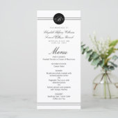 Menu de mariage élégant et chic Monogramme à point (Debout devant)