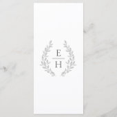 Menu de mariage élégant et classique monochrome à (Dos)