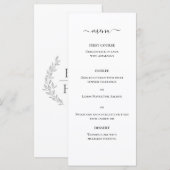 Menu de mariage élégant et classique monochrome à (Devant / Derrière)
