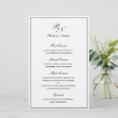 Menu de mariage élégant et classique noir et blanc (Debout devant)