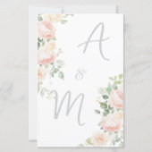 Menu de mariage élégant et doux avec des roses ros (Dos)
