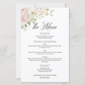 Menu de mariage élégant et doux avec des roses ros (Devant)