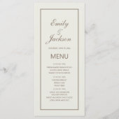 Menu de mariage élégant et moderne crème marron (Devant)