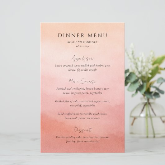 Menu de mariage élégant et moderne de style côtier (Debout devant)
