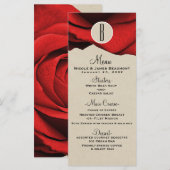 Menu de mariage élégant et rustique avec force ros (Devant / Derrière)