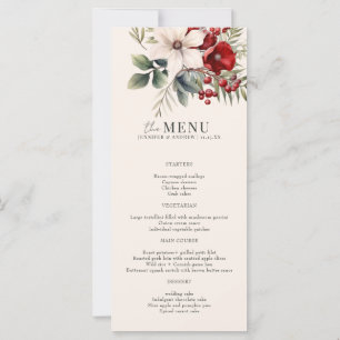 Menu de mariage élégant floral hivernal de Noël