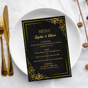 Menu de mariage élégant gothique d'académie sombre