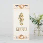 Menu de mariage élégant Hippocampe Nautilus Plage (Debout devant)