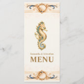Menu de mariage élégant Hippocampe Nautilus Plage (Devant)