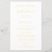 Menu de mariage élégant jaune beurre Script gras (Devant)