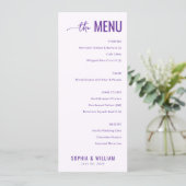Menu de mariage élégant lavande (Debout devant)