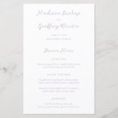 Menu de mariage élégant lilas Script Gras (Devant)