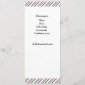 Menu de mariage élégant marine rayé or bleu (Dos)