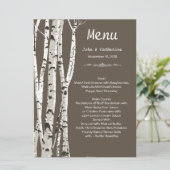 Menu de mariage élégant marron avec des bouleaux (Debout devant)