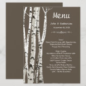 Menu de mariage élégant marron avec des bouleaux (Devant / Derrière)