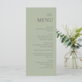 Menu de mariage élégant Modern Sage Jade Plum (Debout devant)