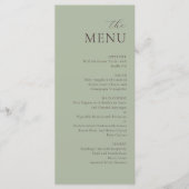 Menu de mariage élégant Modern Sage Jade Plum (Devant)