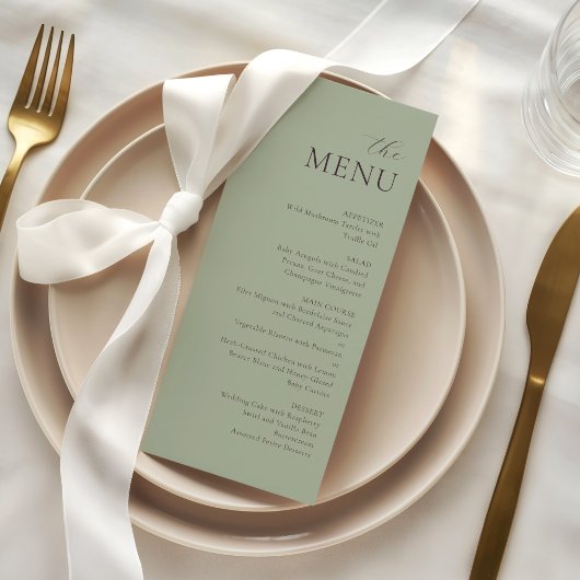 Menu de mariage élégant Modern Sage Jade Plum