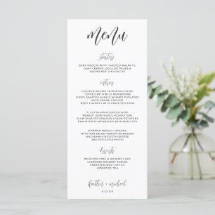 Menu de mariage élégant moderne amusant 4 x 9