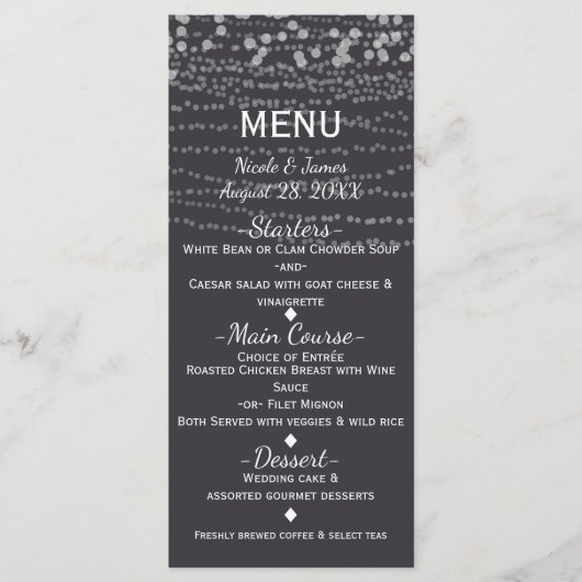 Menu de mariage élégant moderne avec guirlande de (Devant)