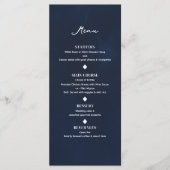 Menu de mariage élégant moderne minimal bleu marin (Devant)