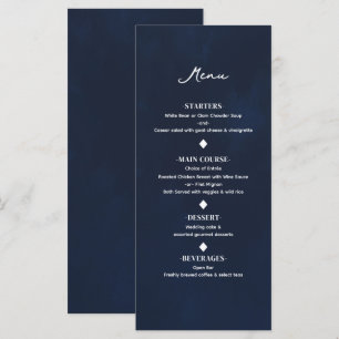 Menu de mariage élégant moderne minimal bleu marin