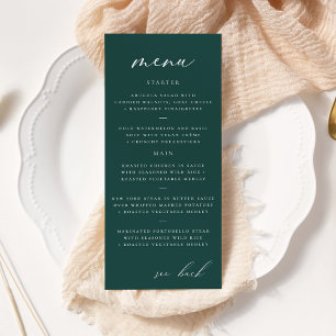 Menu de mariage élégant moderne sarcelle manuscrit