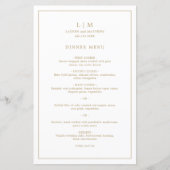 Menu de mariage élégant monogramme or antique simp (Devant)