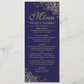 Menu de mariage élégant Navy & Or téléchargeable (Devant)