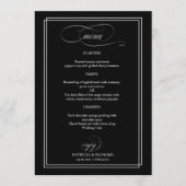 Menu de mariage élégant noir et blanc (Devant)