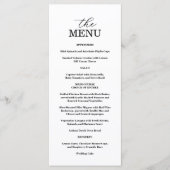 Menu de mariage élégant noir et blanc (Devant)