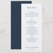 Menu de mariage élégant noir et blanc (Devant / Derrière)
