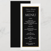 Menu de mariage élégant noir et blanc (Devant / Derrière)