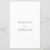 Menu de mariage élégant noir et blanc classique (Dos)