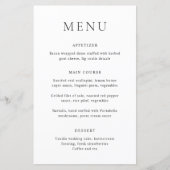 Menu de mariage élégant noir et blanc classique (Devant)