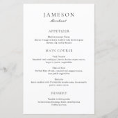 Menu de mariage élégant noir et blanc classique (Devant)