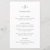 Menu de mariage élégant noir et blanc intemporel (Devant)