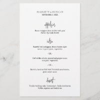 Menu de mariage élégant noir et blanc intemporel