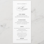 Menu de mariage élégant noir et blanc Script (Devant)