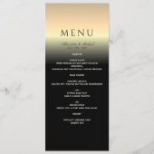 Menu de mariage élégant noir et or (Devant)