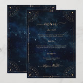 Menu de mariage élégant nuit étoilée (Devant / Derrière)