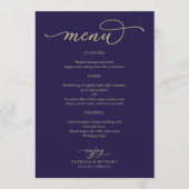 Menu de mariage élégant or écriture manuscrite ble (Devant)