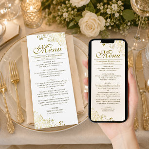 Menu de mariage élégant or et blanc téléchargeable
