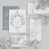 Menu de mariage élégant ornement baroque