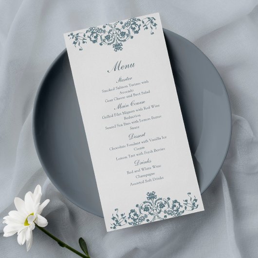 Menu de mariage élégant ornement baroque