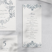 Menu de mariage élégant ornement baroque