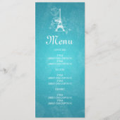 Menu de mariage élégant Paris romantique Bleu (Dos)