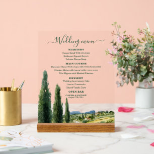 Menu de mariage élégant paysage italien