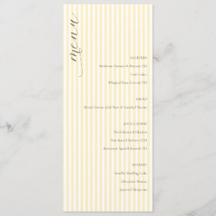 Menu de mariage élégant rayé de crème