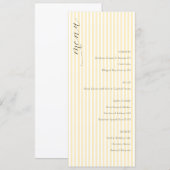Menu de mariage élégant rayé de crème (Devant / Derrière)